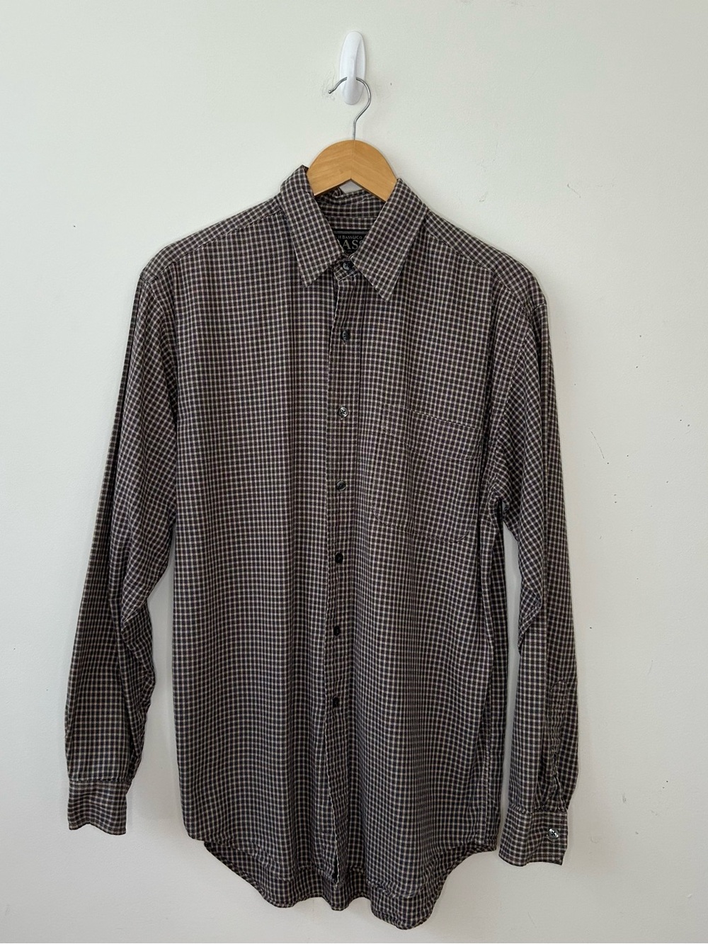 G.H. Bass & Co Shirt Mens Small Brown Black Plaid Button Down Casual